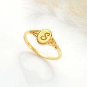 Engraved Initial Signet Ring - Lyphiyes